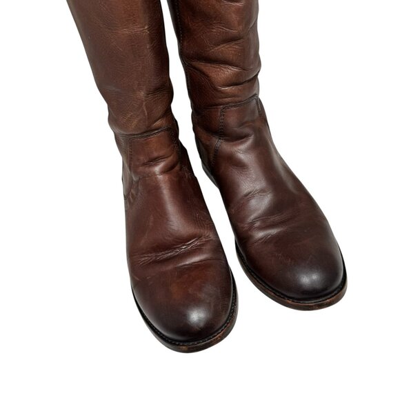 FRYE Melissa Stud 9 B Brown Leather Back Zip Riding Boots Preppy Equestrian - Picture 4 of 13
